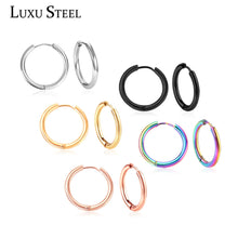 Load image into Gallery viewer, LUXUSTEEL Hoop Earrings Women Gold /Rose Gold/Black Color Round Circle Earring Ear Ring Clip Earrings aretes Mujer aros