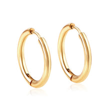Load image into Gallery viewer, LUXUSTEEL Hoop Earrings Women Gold /Rose Gold/Black Color Round Circle Earring Ear Ring Clip Earrings aretes Mujer aros