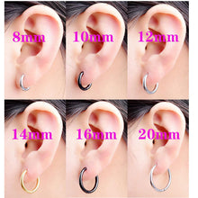 Load image into Gallery viewer, 2PC /Set Stainless Steel Small Hoop Earrings for Women Men Gold Black Circle Ear Ring Earrings Helix Hoop Piercing 10mm