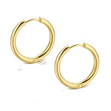 Load image into Gallery viewer, 2PC /Set Stainless Steel Small Hoop Earrings for Women Men Gold Black Circle Ear Ring Earrings Helix Hoop Piercing 10mm