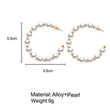 Load image into Gallery viewer, DoreenBeads Fashion Hoop Earrings For Women Based Alloy & Stainless Steel Ear Post Earrings Gold Circle Ring Gift 3cm Dia, 1Pair