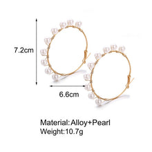 Load image into Gallery viewer, DoreenBeads Fashion Hoop Earrings For Women Based Alloy & Stainless Steel Ear Post Earrings Gold Circle Ring Gift 3cm Dia, 1Pair