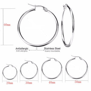 Todorova Small Big Circle Women Hoop Earrings Exaggerated Hoop Ear Loop Smooth Ring Earring Stainless Steel Jewelry