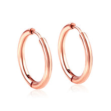 Load image into Gallery viewer, LUXUSTEEL Hoop Earrings Women Gold /Rose Gold/Black Color Round Circle Earring Ear Ring Clip Earrings aretes Mujer aros
