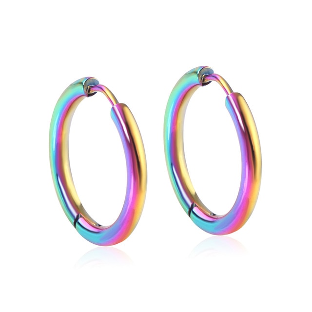 LUXUSTEEL Hoop Earrings Women Gold /Rose Gold/Black Color Round Circle Earring Ear Ring Clip Earrings aretes Mujer aros