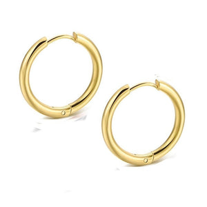 2PC /Set Stainless Steel Small Hoop Earrings for Women Men Gold Black Circle Ear Ring Earrings Helix Hoop Piercing 10mm