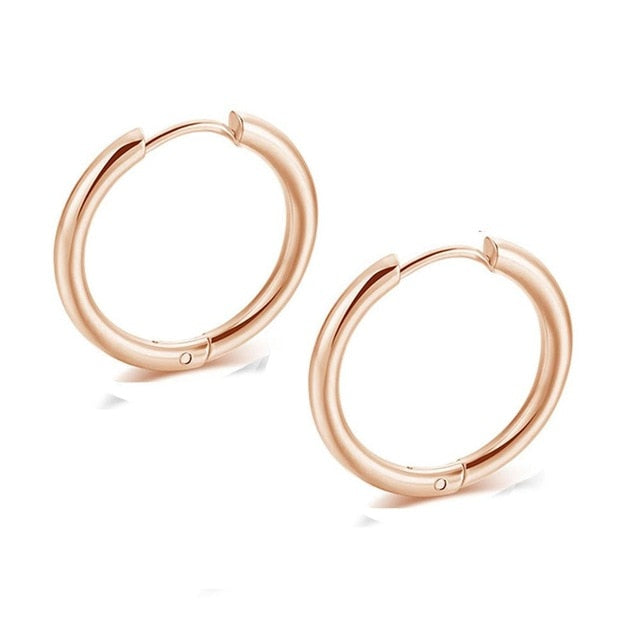 2PC /Set Stainless Steel Small Hoop Earrings for Women Men Gold Black Circle Ear Ring Earrings Helix Hoop Piercing 10mm